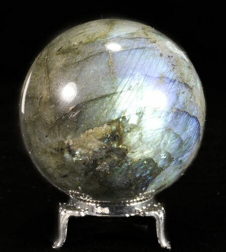 Flashy Labradorite Sphere - With Nickel Plated Stand #53579